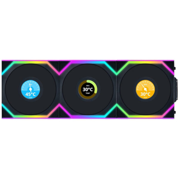 Lian Li UNI Fan SL Wireless LCD - Reverse Blade - Black - Triple Pack - 120mm Fan